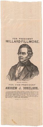 FILMORE/DONELSON 1856 'KNOWN NOTHING' PORTRAIT RIBBON.