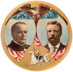 McKINLEY/ROOSEVELT ROUGH RIDER JUGATE BUTTON.