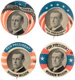 FOUR UNCOMMON WILSON PORTRAIT BUTTONS.