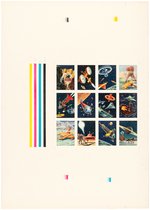 "SWIFT'S MEATS - SPACE TRADING CARDS" UNCUT PROOF SHEET.