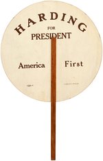 "HARDING FOR PRESIDENT AMERICA FIRST" PORTRAIT HAND FAN.