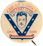 "GREAT COMICS VICTORY CLUB - THE GREAT ZARRO" RARE COMIC CLUB BUTTON.