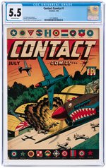 "CONTACT COMICS" #1 JULY 1944 CGC 5.5 FINE- AND RUN OF ISSUES #2-9.