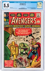 "AVENGERS" #1 SEPTEMBER 1963 CGC 5.5 FINE- (FIRST AVENGERS).