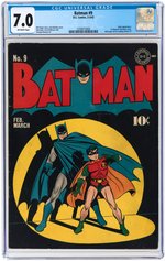 "BATMAN" #9 FEBRUARY-MARCH 1942 CGC 7.0 FINE/VF.