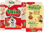 GENERAL MILLS "TRIX" FILE COPY CEREAL BOX FLAT WITH "WHEELIES" OFFER.