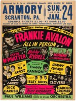 RARE "THE BIGGEST SHOW OF STARS FOR 1960" CONCERT POSTER FRANKIE AVALON, ISLEY BROTHERS AND MORE.