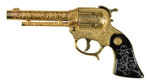 "OFFICIAL HOPALONG CASSIDY GOLD-PLATED REPEATING CAP PISTOL" BY ALL METAL PRODUCTS CO. BOXED.