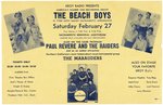 THE BEACH BOYS & PAUL REVERE AND THE RAIDERS 1965 CONCERT HANDBILL.