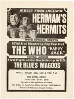 HERMAN'S HERMITS & THE WHO 1967 CONCERT HANDBILL.