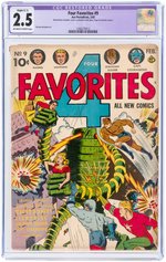 "FOUR FAVORITES" #9 1943 CGC RESTORED 2.5 SLIGHT (C-1) GOOD+.