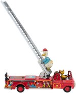 "CLIMBING DONALD DUCK ON HIS FRICTION FIRE ENGINE" BOXED LINE MAR FRICTION/BATTERY-OPERATED TOY.