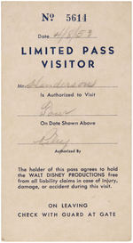 WALT DISNEY STUDIOS VISITOR PASS.