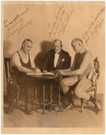 JAMES JEFFRIES, TOM SHARKEY & TOM O'BRIEN SIGNED PHOTO.