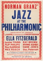 ELLA FITZGERALD "JAZZ AT THE PHILHARMONIC" 1957 DUTCH CONCERT POSTER.