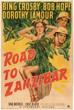 BOB HOPE, BING CROSBY & DOROTHY LAMOUR "ROAD TO ZANZIBAR" MOVIE POSTER.