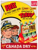 "TERRY AND THE PIRATES - CANADA DRY" STORE DISPLAY SIGN WITH FREE COMIC BOOK OFFER.