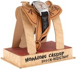 "HOPALONG CASSIDY WRIST WATCH" ON SADDLE IN DISPLAY BOX.