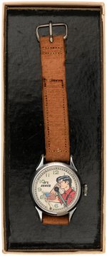 "LI'L ABNER ANIMATED WRIST WATCH" BOXED WATCH WITH AMERICAN FLAG.