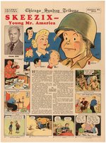 "SKEEZIX & SMILIN' JACK - CHICAGO SUNDAY TRIBUNE - GRAPHIC SECTION" 1944 NEWSPAPER PAIR.