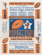 "FOOTBALL STARS" 1935 NATIONAL CHICLE CO. GUM CARD WRAPPER.