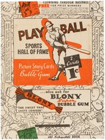 1941 "PLAY BALL" GUM INC. BASEBALL CARD WRAPPER (COLOR VARIETY).