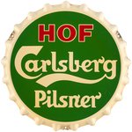 "CARLSBERG HOF PILSNER" BEER BOTTLE CAP ADVERTISING SIGN.