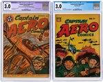 "CAPTAIN AERO" GROUP OF 10 COMICS (2 CGC GRADED).