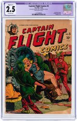 "CAPTAIN FLIGHT COMICS" GROUP OF 3 (#5 CGC GRADED RESTORED 2.5 GOOD+).