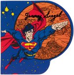 SUPERMAN CO-CREATOR JERRY SIEGEL SIGNED SUPERMAN CARD.