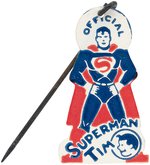 "OFFICIAL SUPERMAN TIM" RARE CELLULOID FLIP STICKPIN.