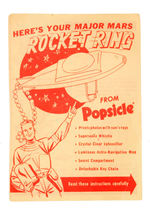 “MAJOR MARS ROCKET RING” W/FILM PICTURES AND INSTRUCTION FOLDER.