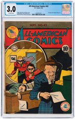 "ALL-AMERICAN COMICS" #42 SEPTEMBER 1942 CGC 3.0 GOOD/VG.