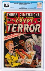 "THREE DIMENSIONAL TALES FROM THE CRYPT OF TERROR" #2 SPRING 1954 CGC 8.5 VF+.