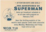 "THE ADVENTURES OF SUPERMAN" WOR 710 RADIO PROMOTIONAL CARD.