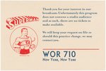 "SUPERMAN" WOR 710 RADIO PROMOTIONAL CARD.