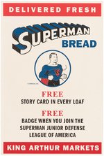 "SUPERMAN BREAD - JUNIOR DEFENSE LEAGUE OF AMERICA" SMALL STORE SIGN.