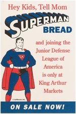 "SUPERMAN BREAD - JUNIOR DEFENSE LEAGUE OF AMERICA" SMALL STORE SIGN.