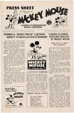 "MICKEY MOUSE" RARE 1930 PRESS SHEET.