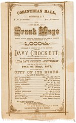 RIBBON FROM 1877 ANNOUNCING FRANK MAYO'S 1000TH PERFORMANCE AS DAVY CROCKETT.