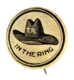 "T.R. (HAT) IN THE RING" 1912 REBUS BUTTON.