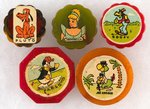 DISNEY CHARACTERS (5) SHARPENERS IN SCARCE OR RARE CATALIN PLASTIC SHAPES.