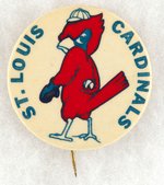 ST. LOUIS CARDINALS LOGO 1960-64 BUTTON AND MUCHINSKY BOOK PLATE EXAMPLE.