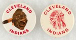 CLEVELAND INDIANS PAIR OF INDIAN LOGO BUTTONS MUCHINSKY BOOK PHOTO EXAMPLES.