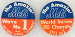 METS NO. 1 LEAGUE AND SERIES 1969 BUTTONS MUCHINSKY BOOK PHOTO EXAMPLES.