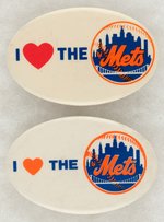 " I (LOVE) THE METS" TWO OVAL REBUS BUTTONS MUCHINSKY BOOK PHOTO EXAMPLES.