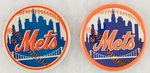 METS PAIR OF MID 1960s LARGE LOGO BUTTONS AND MUCHINSKY BOOK PHOTO EXAMPLES.