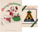 WALT DISNEY STUDIO DESIGNS WORLD WAR II ERA CHRISTMAS CARD PAIR.