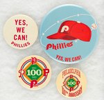 PHILLIES (4) LARGE BUTTONS ALL MUCHINSKY BOOK PHOTO EXAMPLES.