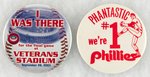 PHILLIES TWO HISTORIC TEAM BUTTONS BOTH MUCHINSKY BOOK PHOTO EXAMPLES.